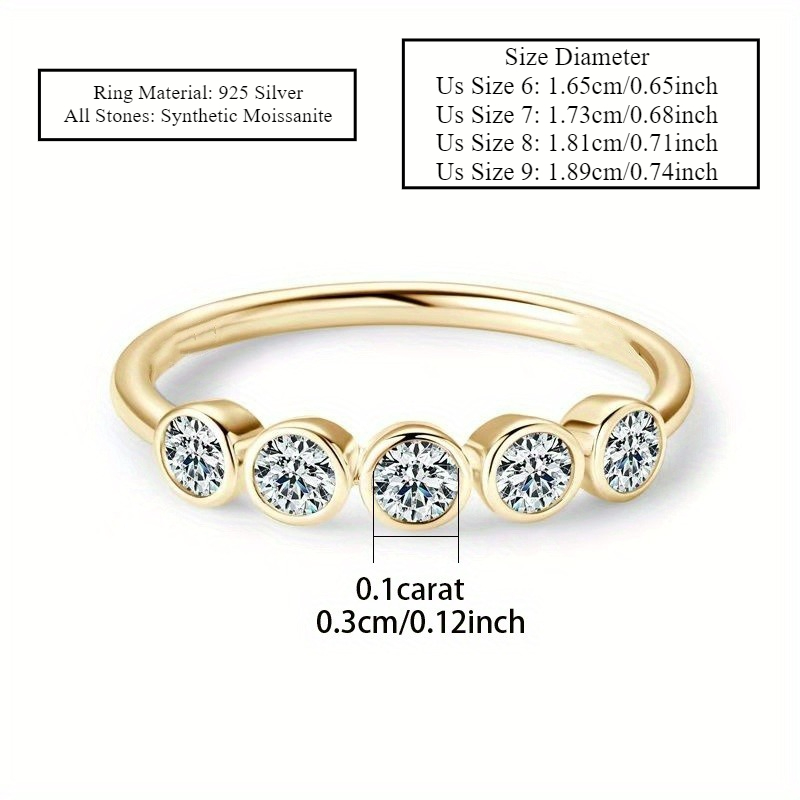 925 Silver 0.5 Carat Moissanite Fashion Ring, Unisex